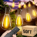 50FT Outdoor String Lights with Remote, Waterproof Patio Lights with 18+1 Shatterproof LED Bulbs,Dimmable Hanging Decor for Backyard Garden Porch Bistro, Timer & 3 Modes,2700K Warm White by AMZRAP
