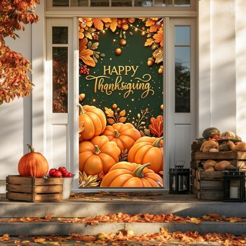 BlissYard Thanksgiving Door Cover Pumpkin Harvest 35 x 71 Inch by BlissYard