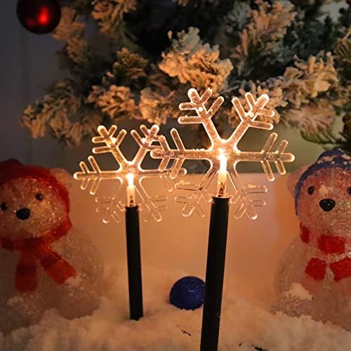 5 Pack Christmas Snowflake Pathway Lights Battery Operated with Timer 6.3 Ft Total Outdoor Waterproof Landscape Lights Christmas Decorations for Pathway Garden Walkway Yard Lawn Patio (Warm White) - Image 6