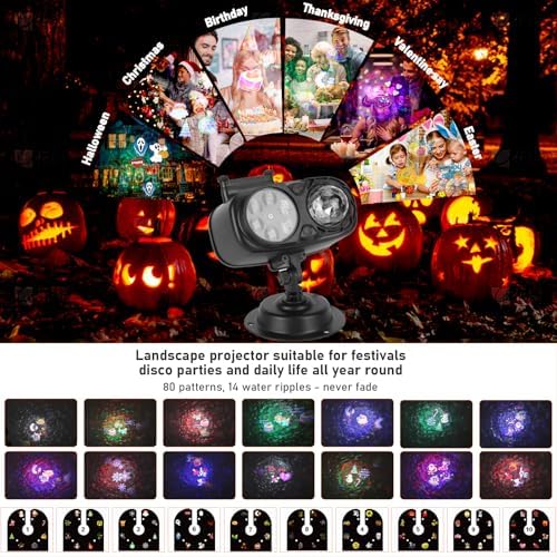 2026 Upgrade Holiday Projectors, Brighter Halloween Decorations Projector Lights, Christmas Projector Light with 10 HD Replaceable Slides (Ocean Wave & Patterns), Waterproof Halloween Projector Show - Image 5