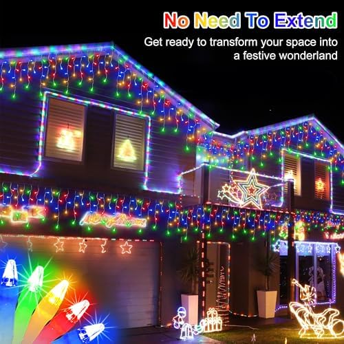 810 LED 82FT Christmas Icicle Lights, 180 Drops, 12 Modes, Multicolor - Image 2