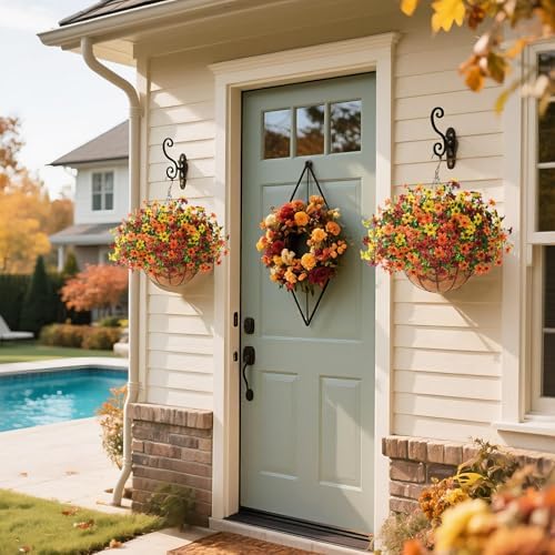 INQCMY Artificial Flowers for Outdoors Fall Hanging Baskets UV Resistant - Image 7