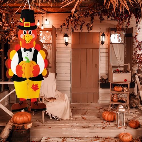 NOVWANG Thanksgiving Turkey Windsock Fall Outdoor Home Hanging Decoration - Image 4