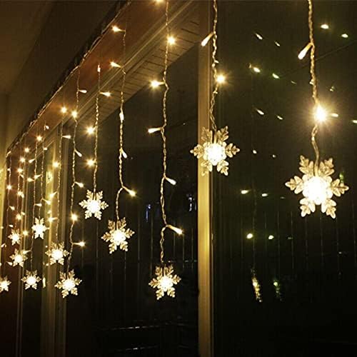 Snowflake LED Curtain Lights, Plug-in 19Ft/6M 96 LEDs Fairy String Lights - Image 2