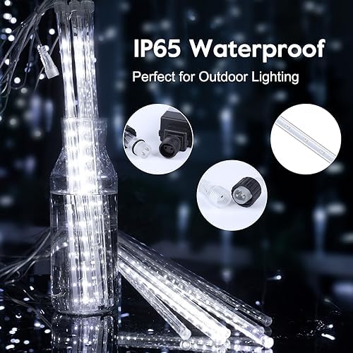 Minetom Meteor Shower Lights Outdoor, 16 Inch 24 Tube 864 LED Icicle Lights - Image 7