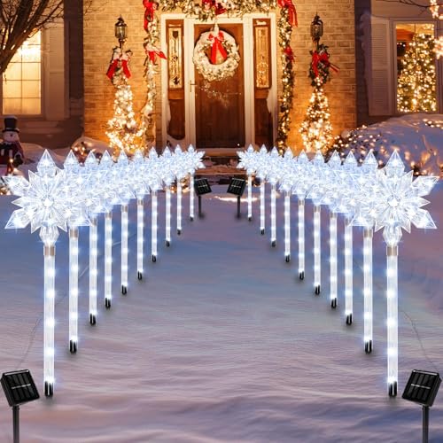 20 Pack Snowflake Solar Christmas Pathway Lights by VOGVOG