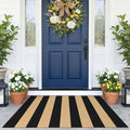 KOZYFLY Brown Black Striped Rug 27.5x43 in Woven Washable Front Door Mat by KOZYFLY