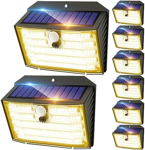 CLAONER Solar Lights Outdoor [ /126 LED], Wireless Motion Sensor Lights, IP65 Waterproof Security Lights 3 Modes, 270° Lighting Angle, Ultra-Bright Wall Lights for Deck Patio Fence Garage by Claoner