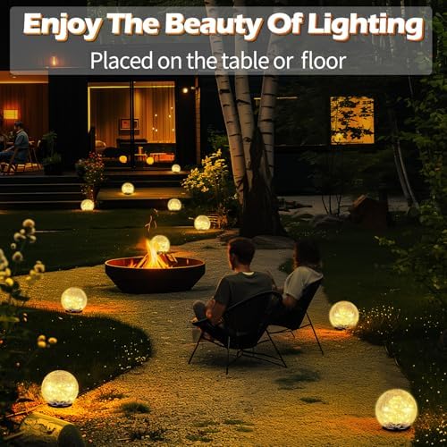 Garden Solar Ball Lights Outdoor Waterproof 30LED Cracked Glass Globe 3.9'' - Image 6