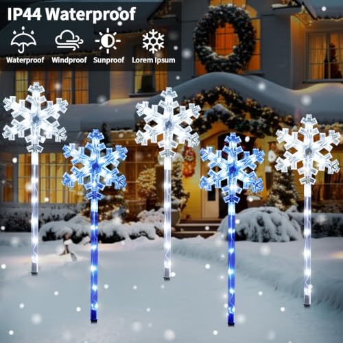 BRIGHTDECK Solar Christmas Snowflake Pathway Lights Outdoor Decor, 10 Pack - Image 3