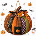 Autumn Retro Patchwork Pumpkin Door Hanging with Lights，E by Vioshon