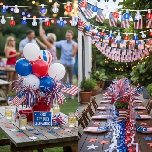 LAMPHOME 2 Pack 26Ft LED G40 Red White and Blue String Lights Outdoor, 4th of July Patriotic Lights with 12+1 Shatterproof Bulbs, Memorial Day Independence Day Decor for Yard Garden Patio - Image 5