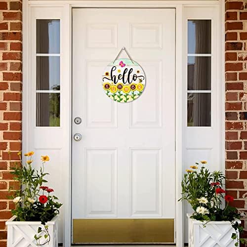 PETCEE Hello Summer Door Sign - 11.5"Farmhouse Sunflower Front Door Decor Welcome Hanger Wreaths for Home Office Summer Hanging Sign Wall Decorations Reusable Seasonal Sign for Kitchen Classroom Porch - Image 5