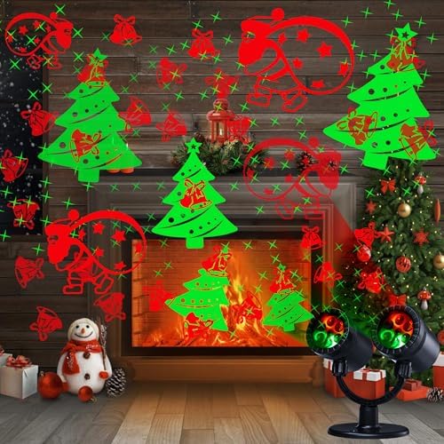 Toodour Christmas Projector Lights Outdoor, Double Head Dynamic Projector Christmas Lights with Timer - Waterproof Holiday Decorative Lighting for Yard Home Wall Window Indoor Christmas Decorations by Toodour