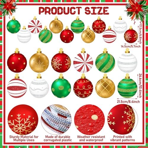 Huwena 24 Pcs Christmas Hanging Ornaments, Porch Decor, Delicate Style - Image 2