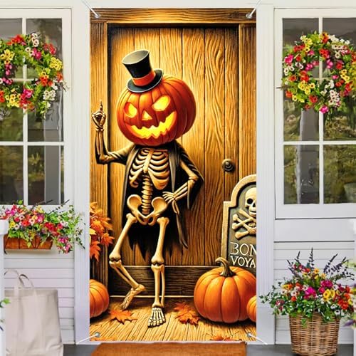 BlissYard Halloween Door Cover Jack Lantern 35x71 Inch Polyester - Image 4