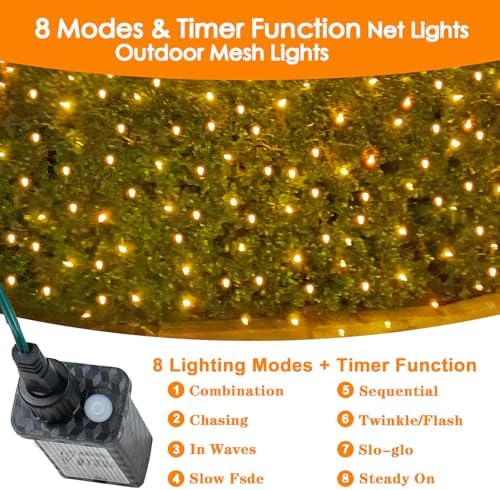 Christmas Net Lights Outdoor for Bushes, 6x5ft 120LED Net Light Outdoor Mesh Lights, Connectable Waterproof Net Light for Bushes,Garden,Yard,Trunk,Xmas Tree,Christmas Décor - Image 4