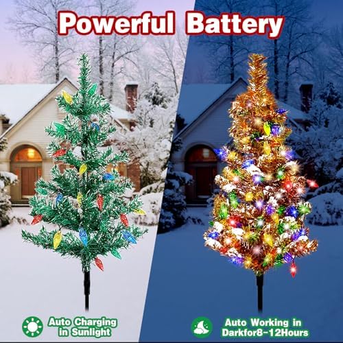 6 Pack Solar Christmas Trees Outdoor 120 LED Multicolor Lights - Image 3