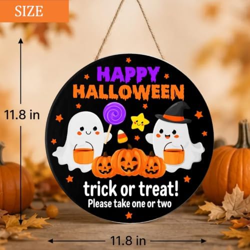 Halloween Decorations Wooden Sign for Home, Trick or Treat Ghost Sign - Image 5