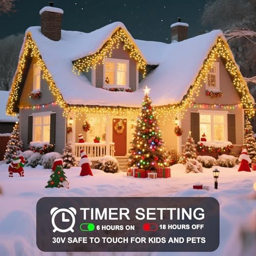 131 Ft String Lights for Outside, 1280 LED Christmas Lights Outdoor Plug in, Christmas String Lights with 8 Modes & Timer for Holiday, Party, Wedding, House, Patio, Outdoor Decor(Warm White) - Image 4