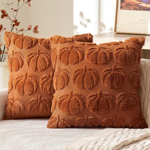MIULEE Fall Pillow Covers Pumpkin Fall Decor 18x18 Dark Rust by MIULEE