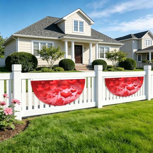 Love Heart Shape Semicircular Hanging Decorative Bunting Flag 2pcs - Image 5