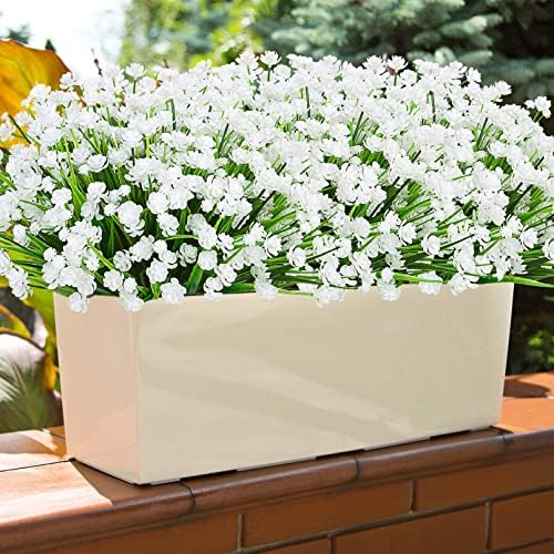 Ouddy Decor 24 Bundles Artificial Flowers for Outdoors Decorations, White - Image 6