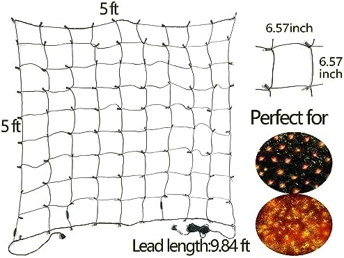 HISHINY Halloween Lights Outdoor 100LED 5ftx5ft Orange Net Lights with Black Wire,Connectable,Waterproof,UL Certified for Bushes,Trees,Lawn,Outdoor Halloween Decorations - Image 6