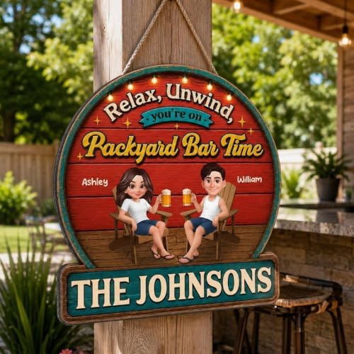 Personalized Summer Vibe Relax Unwind On Patio Backyard Bar Time Wood Sign, Gift For Couple, Husband, Wife, Summer Porch, Patio, Bar Decoration - Image 5