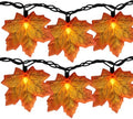 Fall Decor Maples Leaf String Lights, 13.6FT LED Maple Leaf Lights with 35 Maple Fall Light, Plug in Fall Decorations for Indoor Outdoor Thanksgiving Christmas Halloween Harvest-Orange by Romasaty