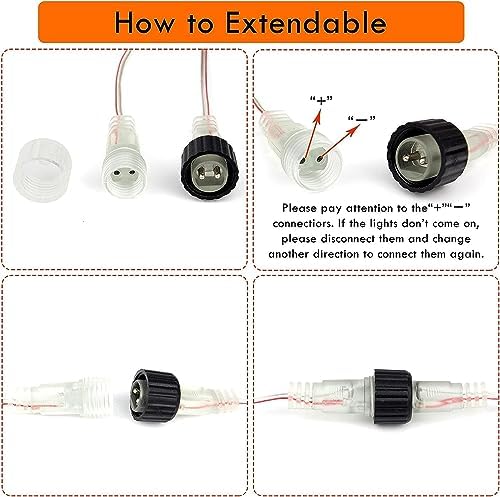 2 Pack Christmas Lights Outdoor 16 Tubes Meteor Shower Lights Red and White - Image 4
