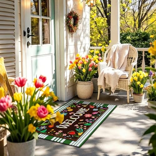 Tinideya 2 23.6 X 35.4 Inches Colorful Flowers Black, Green, and White - Image 4