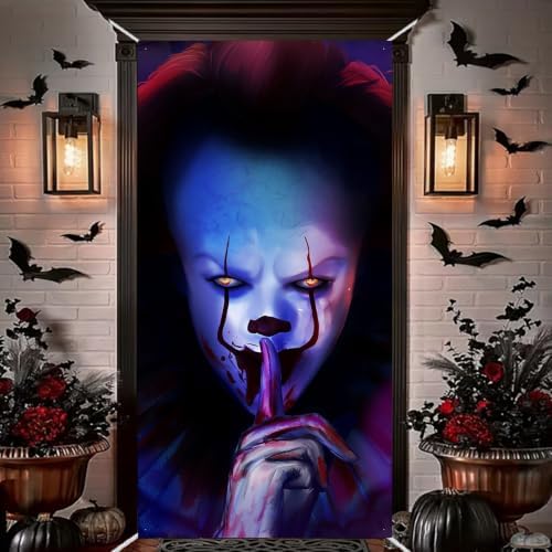 Halloween Horror Door Cover, Horror Movie Character Banner Backdrop by WEUOPG