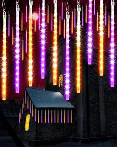 Halloween Lights 10 Tubes Orange Purple Meteor Shower Icicle Lights 240 LED by Flacchi