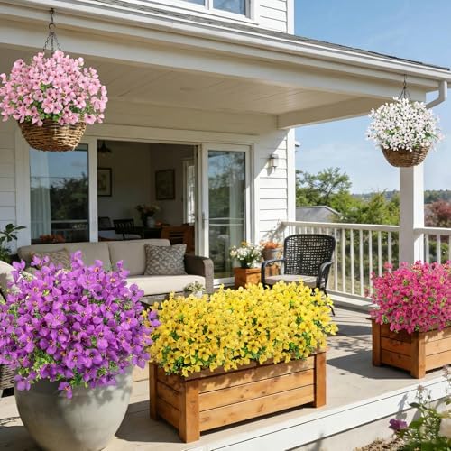 Ouddy Decor 16 Pcs Multicolor Artificial Flowers for Outdoors Decorations - Image 5