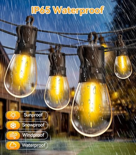 Outdoor String Lights Patio LED - 15M 50FT Outside Waterproof Dimmable - Image 3