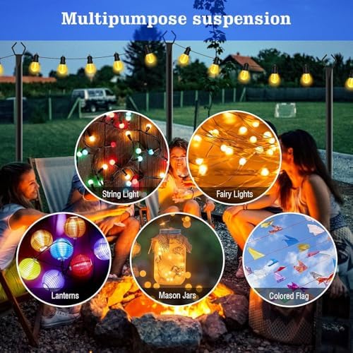SINLEY 4 Pack String Light Poles,10 Ft Metal Poles with Fork for Outdoor String Lights,Outdoor Light Poles with Fork,Poles/Post/Stand for Outside,Patio,Deck (6 Pack 10FT String Light Pole) - Image 3