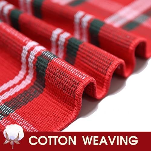 Christmas Red Green White Plaid Rug 8x10 ft, Extra Large Cotton Hand-Woven Buffalo Check Area Rug for Living Room, Bedroom, Patio, Christmas Holiday Farmhouse Decor, Washable Outdoor Indoor Carpet - Image 6