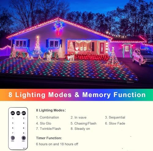 JMEXSUSS Christmas Net Lights, 360 LED, 12ft x 5ft, Plug in, Multicolor - Image 3