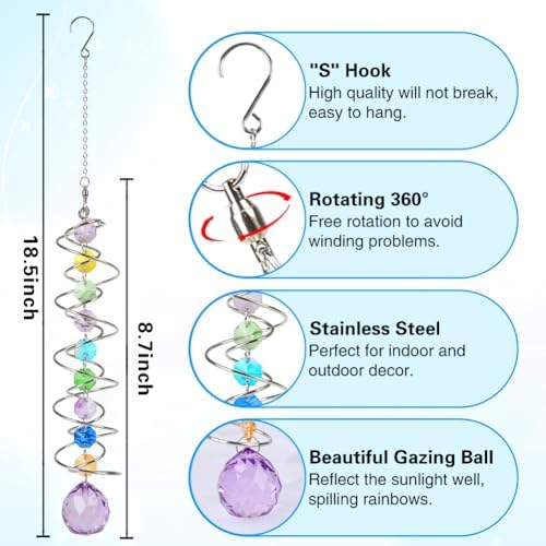 Sun Catchers, 4 Pcs Crystal Suncatchers for Indoor Windows Hanging Decorative Crystals Ball Prism for Yard and Garden Indoor Home Wedding Party Car Mirror Christmas Tree Decorations - Image 2