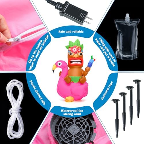 Shappy 5ft Inflatable Flamingo Lighted Blow up Tiki Hawaiian Party Decor - Image 3
