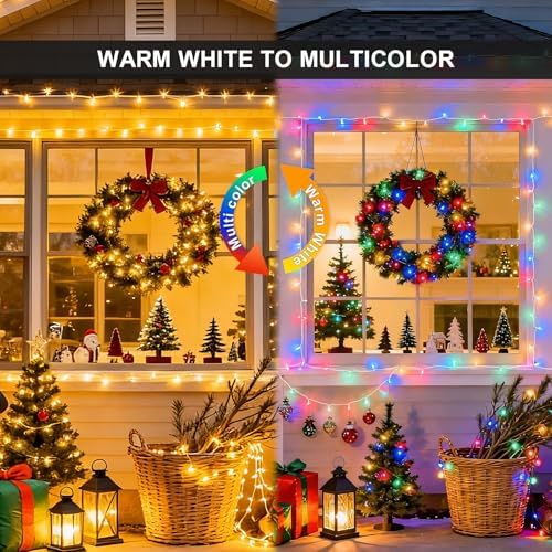 LAMPHOME Color Changing String Lights Plug in, 165Ft 500LED Warm White & Multicolor, Christmas & Easter String Lights Indoor Outdoor Waterproof, LED Tree Lights for Xmas Holiday Party Home Decor - Image 3