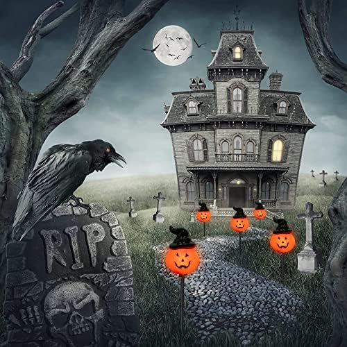 Abeja 4PCS Pumpkin Pathway Marker Lights, C7 Halloween Decorations Pathway String Lights with 4 Pumpkin Stakes Lights, Halloween Pathway Light for Lawn Walkway Driveway Markers Lighting - Image 6