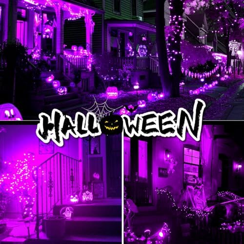 btfarm 4 Pack Solar Halloween String Lights Outdoor Purple - Image 5