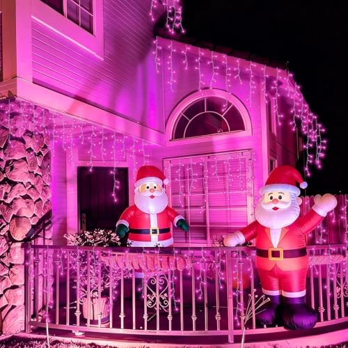 YEGUO 33ft 400 LED Pink Icicle Lights, 80 Drops Icicle Lights for Outside Connectable, 8 Modes String Christmas Light with Memory Timer - Image 6
