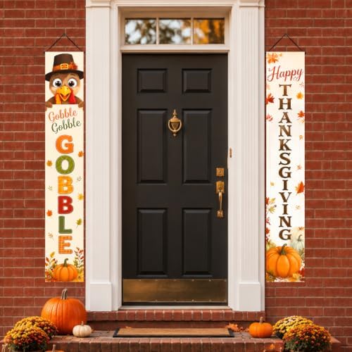 IVN Thanksgiving Turkey Pumpkin Porch Banners 12x71 Inch Set of 2 - Image 6