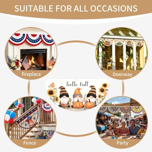 Fall Gnome Semicircular Hanging Decorative Bunting Flag 2pcs - Image 7