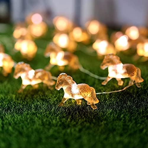 Horse Fairy String Lights Pony Cute Decorative Lights 20 LEDs Night Light 8.5ft USB or Battery Powered with Remote for Bedroom Farmhouse Barn Holiday Thanksgiving Decoration by JASHIKA