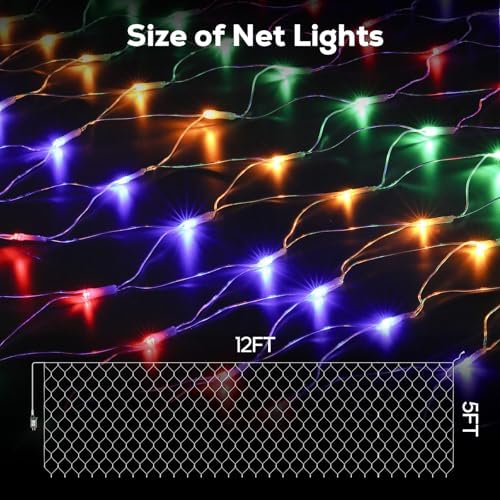 12ft x 5ft 360LED Bush Net Lights, Connectable Outdoor Mesh Bush Lights with 8 Modes, Timer, Dimmer, Memory Function, Waterproof for Indoor Outdoor Decor.Multi-Color - Image 6