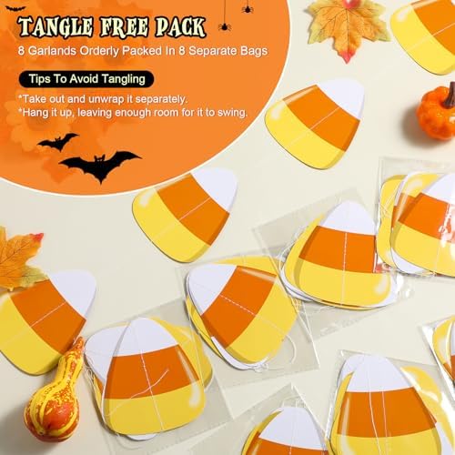Ceenna 8Pcs Halloween Candy Corn Banner Decorations Trick or Treat Garlands - Image 3